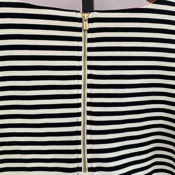 Lilly Pulitzer Alden Bell sleeve,, black and white striped dress size medium - Picture 7 of 8